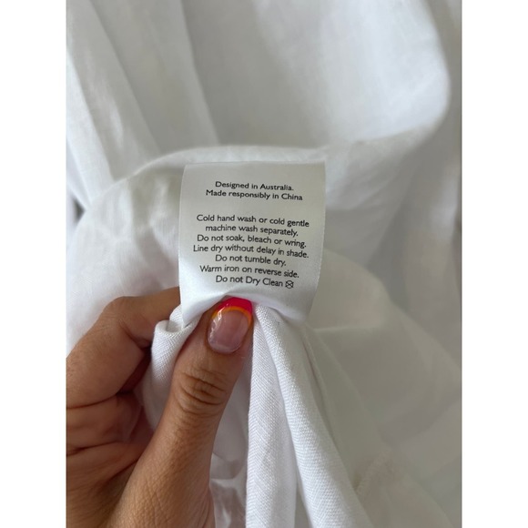 NWT Ephemera Ruffle High Neck Linen Garland Smock Dress in White - Picture 10 of 11